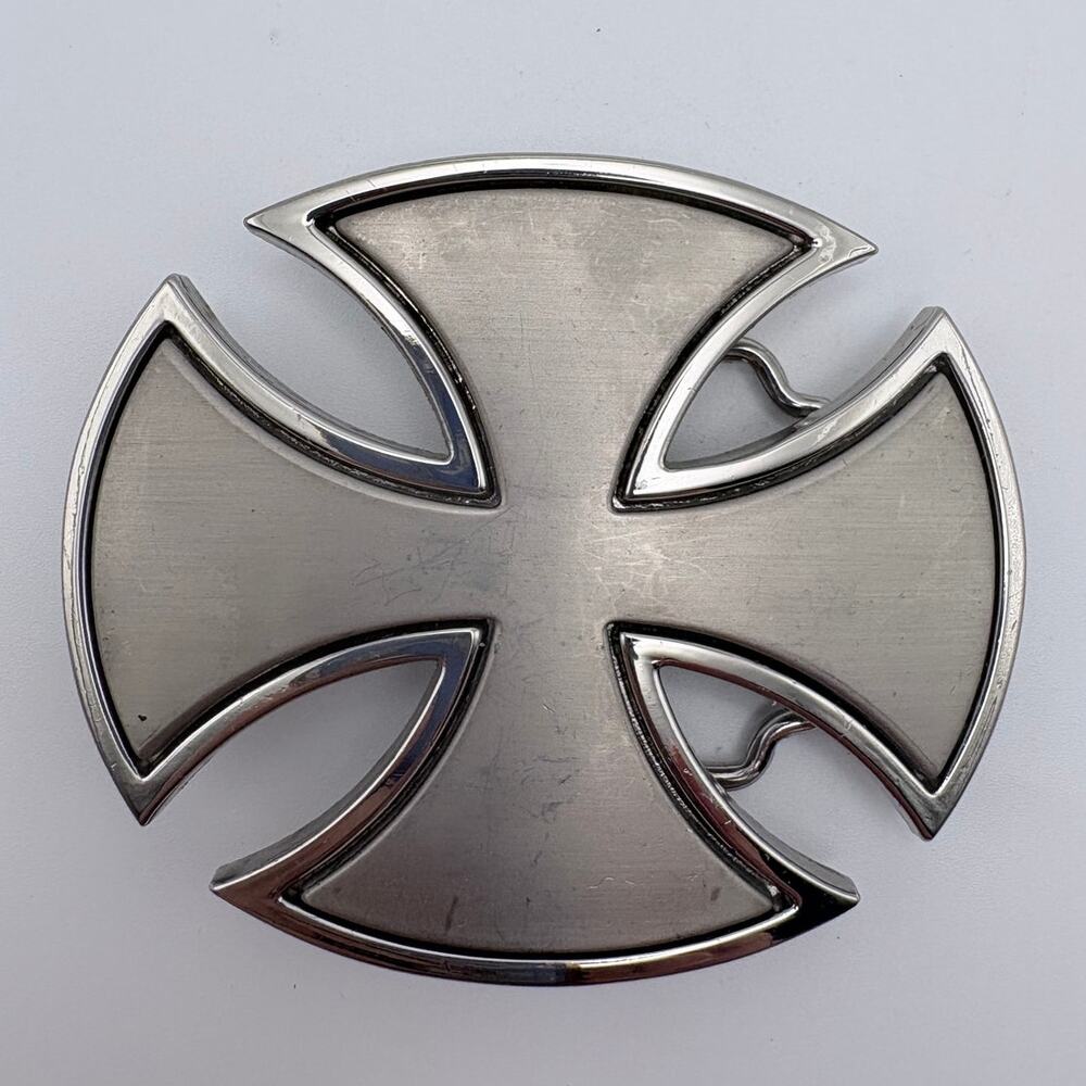 Silvertone Maltese Cross/Iron Cross Western-style Belt Buckle